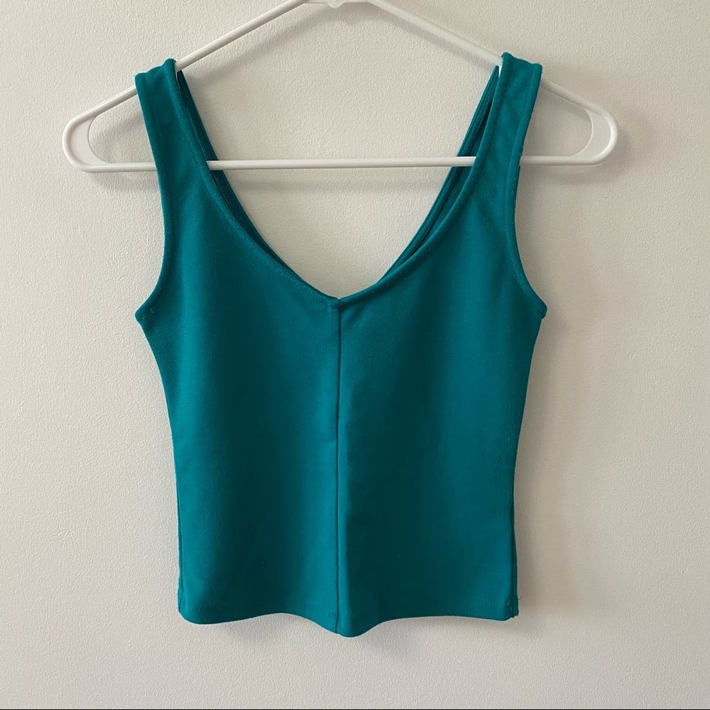 SIMONS TWIK TEAL V-NECK TANK TOP